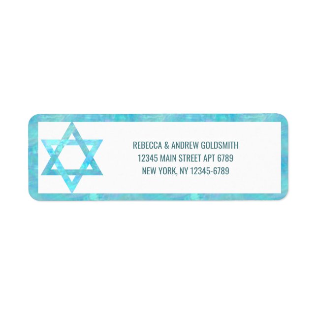 Bat Mitzvah Blue Opal Watercolor Stilvolle Star (Vorne)