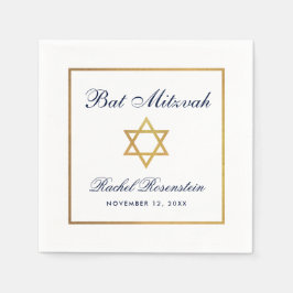 Bat Mitzvah Blue White Gold Serviette