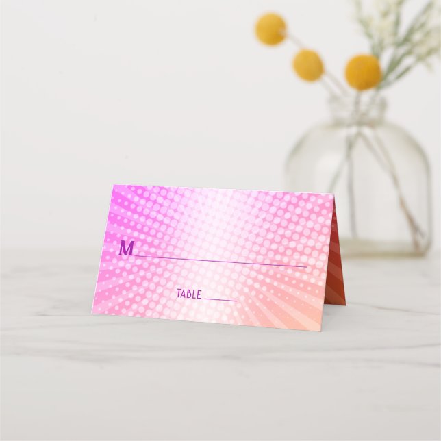 Bat Mitzvah Bold Boho Retro Pink Orange Gradient Platzkarte (Vorderseite)