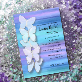 Bat Mitzvah Butterfly Türkisch Lila Wasserfarbe Einladung