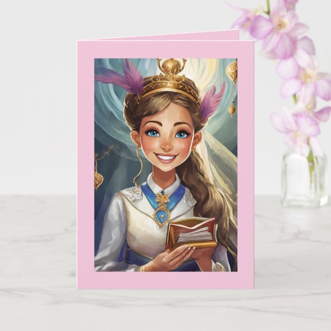 Bat Mitzvah Card 5" x 7" Klappkarte Karte (Orchidee)