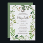 Bat Mitzvah Classic Script Watercolor Foliage Einladung<br><div class="desc">Besteht aus eleganter Serif und kursiver Schrifttyp-Schrift auf einem botanischen Rahmen mit grüngrünem Blattwerk in Aquarell. Dieses wurde von Select Party Supplies entworfen,  exklusiv für Zazzle. Abrufbar unter: http://www.zazzle.com/store/selectpartysupplies</div>