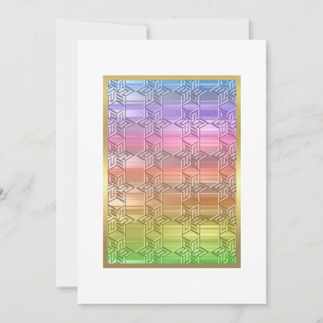 Bat Mitzvah Colorful Rainbow Star Damask Einladung (Vorderseite)