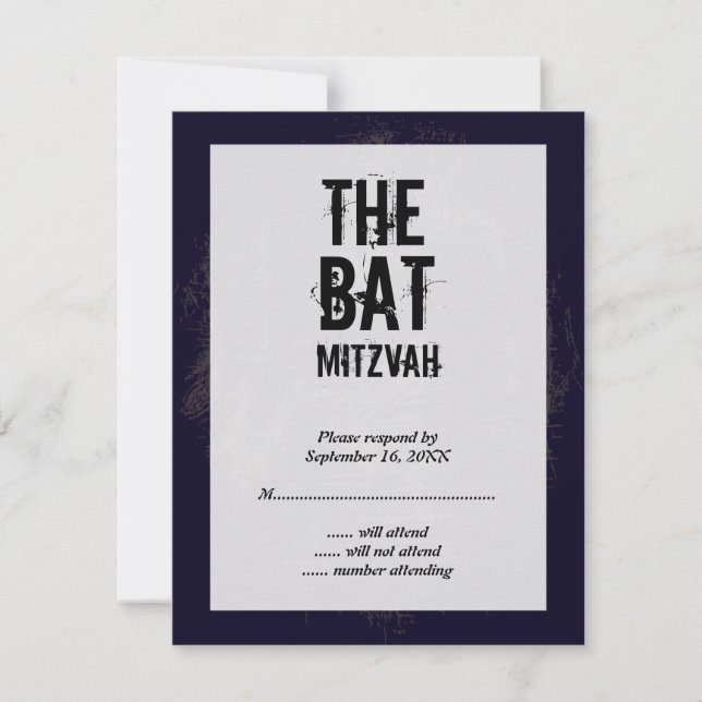 Bat mitzvah de bande rock RSVP carte de réponse no (Devant)