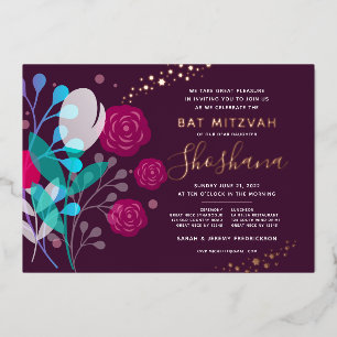 Bat Mitzvah Echtes Roségold Trendige Folien-Einlad Folieneinladung
