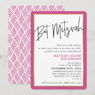 BAT MITZVAH einfacher, moderner, minimaler, rosa G Einladung