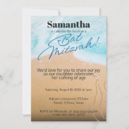 Bat mitzvah Einladung: Beach theme, QR Einladung