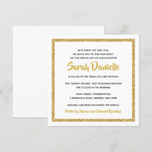 Bat Mitzvah Einladung von White and Gold Square