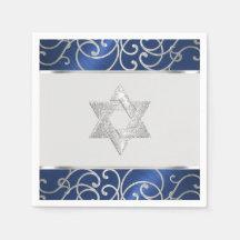 Bat Mitzvah Elegant Navy Blue und Silver Filigree