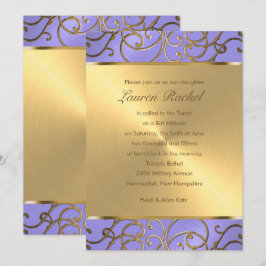 Bat Mitzvah Elegante Lavender Lila Gold Filigree Einladung