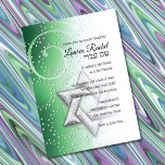 Bat Mitzvah Emerald Green Shimmer Star von David Einladung<br><div class="desc">Bar Mitzvah und Bat Mitzvah laden Sets von Umua entworfen ein. Gedruckt und ausgeliefert von Zazzle oder seinen Partnern.</div>