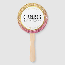 BAT MITZVAH FAN selfie glitzerner goldrosa Glitzer Fächer