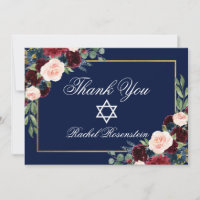 Bat Mitzvah Floral Burgundy Blue Gold