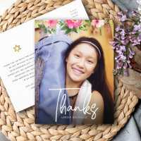 Bat Mitzvah Foto Blumenschrift Custom Vielen Dank