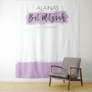 Bat Mitzvah Foto Stand Party Hintergrund Lavender Wandteppich