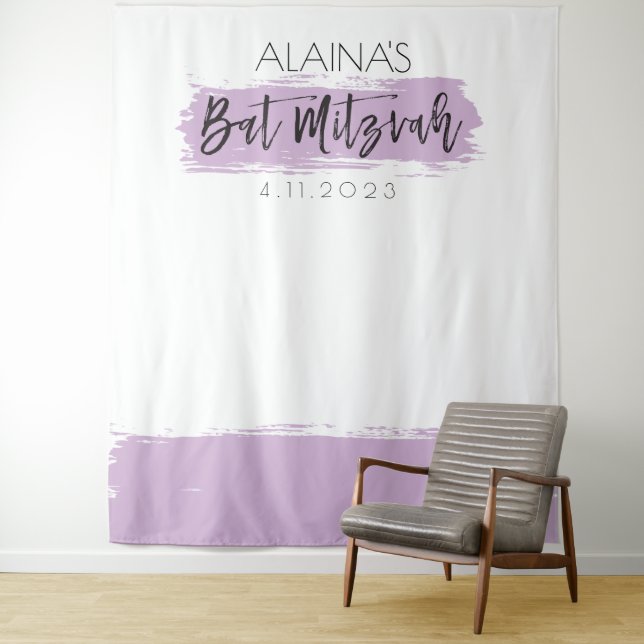 Bat Mitzvah Foto Stand Party Hintergrund Lavender Wandteppich (Beispiel)
