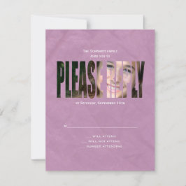 Bat Mitzvah Foto UAWG Repair Card in Lila RSVP Karte