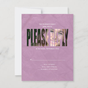 Bat Mitzvah Foto UAWG Repair Card in Lila RSVP Karte