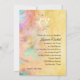Bat Mitzvah Gelbe Gefärbte Krawatte Design Einladu Einladung