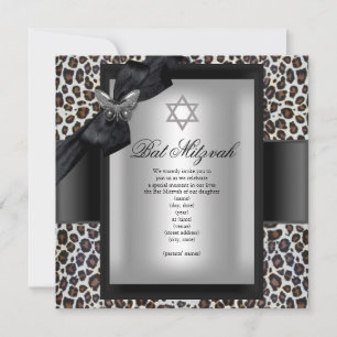 Bat Mitzvah Gepard Schwarzer Schmetterling Einladung
