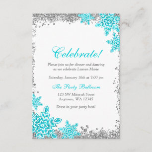 Bat Mitzvah Glam Winter Wonderland Aquamariner Emp Einladung
