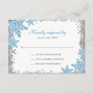 Bat Mitzvah Glam Winter Wonderland Blue UAWG RSVP Karte