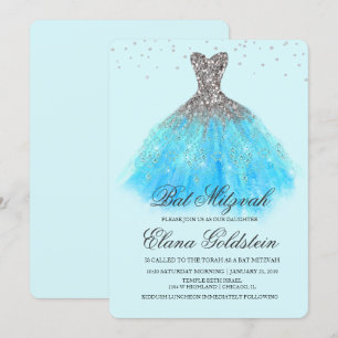Bat Mitzvah Glitzer Kleid Diamant Einladung