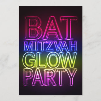 Bat Mitzvah GLOW PARTY Geburtstag Einladung