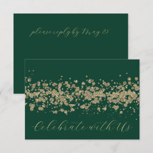 Bat Mitzvah Gold Glitzer Border any Color UAWG Einladung