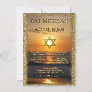 Bat Mitzvah Goldene Sonne und Sand Einladung