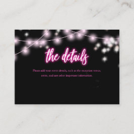 Bat Mitzvah Hot Pink Neon Themed Party Details Begleitkarte