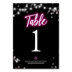 Bat Mitzvah Hot Pink Neon Themed Tischnummer