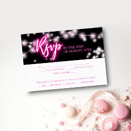 Bat Mitzvah Hot Pink Neon Themed UAWG Begleitkarte