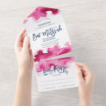 BAT MITZVAH hübsche handgeschriebene rosa Wasserfa