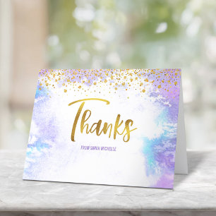 Bat Mitzvah Imitate Gold-Script auf Lila Wasserfar Dankeskarte