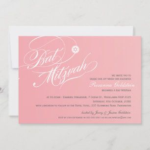 BAT MITZVAH INVITATIONS stylish typographie ombre 