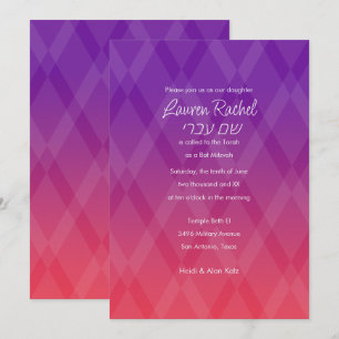 Bat Mitzvah Jede Farbe mit Red Diamond Muster Inv Einladung