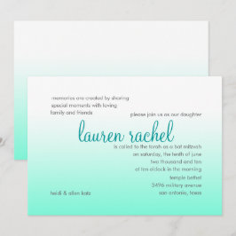 Bat Mitzvah jeder Farbe und Aqua Ombre Gradient Einladung