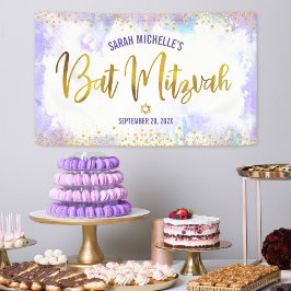 Bat Mitzvah lila Aquarellgoldfolienskript Banner