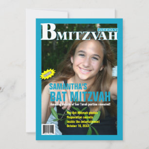 Bat mitzvah Magazine Invitation Turquoise