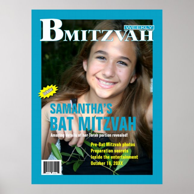 Bat Mitzvah Magazine Poster Aquamarin (Vorne)