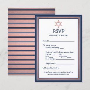 Bat Mitzvah Mahlzeiten Optionen Song Anfrage Blue  RSVP Karte