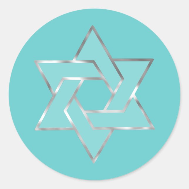 Bat Mitzvah Metallic Look Star von David Runder Aufkleber (Vorderseite)
