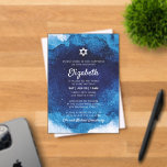 Bat Mitzvah Modern Blue Watercolor Acryleinladungen<br><div class="desc">Besteht aus spielerischer Schrift- und Serifentypografie; Alle vor einem Hintergrund von blauem Aquarellhintergrund. Dieses wurde von Select Party Supplies entworfen,  exklusiv für Zazzle. Abrufbar unter: http://www.zazzle.com/selectpartysupplies</div>