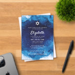 Bat Mitzvah Modern Blue Watercolor Acryleinladungen<br><div class="desc">Besteht aus spielerischer Schrift- und Serifentypografie; Alle vor einem Hintergrund von blauem Aquarellhintergrund. Dieses wurde von Select Party Supplies entworfen,  exklusiv für Zazzle. Abrufbar unter: http://www.zazzle.com/selectpartysupplies</div>