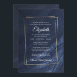 Bat Mitzvah Modern Monogram Gold Frame Einladung<br><div class="desc">Besteht aus eleganter Serif- und Cursive-Skripttypografie auf goldenem Rahmen und dunkelblauem Hintergrund

Entworfen von Select Party Supplies,  exklusiv für Zazzle.

Abrufbar unter:http://www.zazzle.com/selectpartysupplies</div>