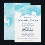 BAT MITZVAH Moderne Aqua-Blau Aquarell einladen Einladung<br><div class="desc">von kat massard >>> kat@simplysweetPAPERIE.com << - - - - - - - - - - - - - - - - - - - - - - - - - - - - - - - - - - Kontakt mit mir für den eigenen Wortlaut oder um irgendwelche Zeilen...</div>