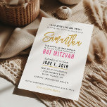 BAT MITZVAH Moderne Drehbuch hübsch rosa Gold Einladung<br><div class="desc">per kat massard >>> kat@simplysweetPAPERIE.com <<< Ein trendy Einladungsdesign für das BAR/BAT MITZVAH Setup als Vorlage ist es für Sie einfach, Ihre eigenen Daten hinzuzufügen, oder auf die Schaltfläche Anpassen zu drücken und Sie können Text, Schriftart, Größen etc. TIP: 1 hinzufügen oder ändern. Um Grafiken zu ändern/verschieben/die Hintergrundfarbe zu ändern,...</div>