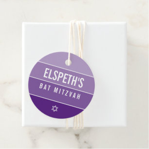 BAT MITZVAH moderne kühne Ombre-Blockschrift lila Geschenkanhänger
