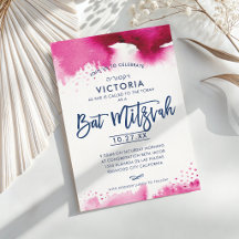 BAT MITZVAH moderne letterierte dunkelrosa Wasserf